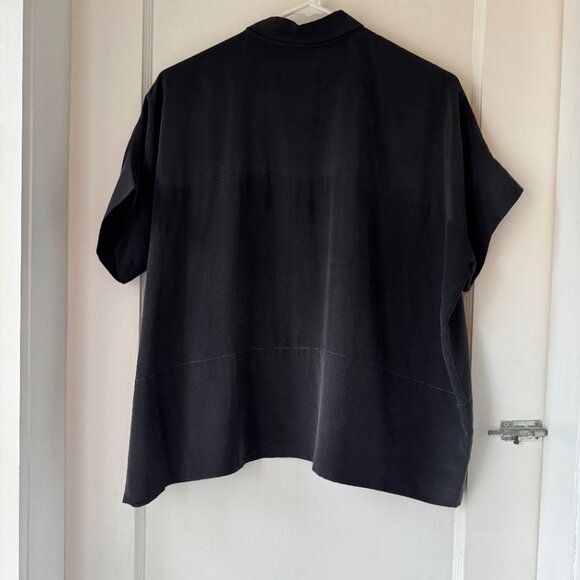 Everlane - The Clean Silk Square Shirt - Black - Size 4 - Picture 2 of 4